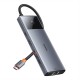 Hub 10in1 Baseus Metal Gleam II Series, USB-C iki 1xHDMI, USB-A (10Gbps), USC-C, 2xUSB-A, Ethernet RJ45, SD/TF kortelė, mini lizdas 3.5 mm, USB-C(PD)