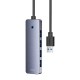 Hub 4in1 Baseus UltraJoy Lite 50cm USB-A iki 4x USB 3.0 + USB-C 5V (pilka)