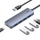 Hub 4in1 Baseus UltraJoy Lite 50cm USB-A iki 4x USB 3.0 + USB-C 5V (pilka)