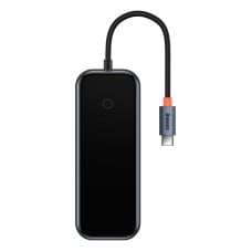 Hub 5in1 Baseus AcmeJoy serijos USB-C iki 2xUSB 3.0 + USB 2.0 + USB-C PD + HDMI (tamsiai pilka)