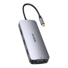 HUB 8in1 MOKiN USB-C VGA+2xHDMI (sidabrinis)