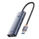 Hub Baseus UltraJoy Series Lite 4 prievadų (USB į USB 3.0*3+RJ45*1+USB-C 5V) (pilka)