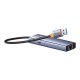 Hub Baseus UltraJoy Series Lite 4 prievadų (USB į USB 3.0*3+RJ45*1+USB-C 5V) (pilka)