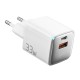 Įkroviklis USB-A+USB-C 33W Essager GaN (baltas)