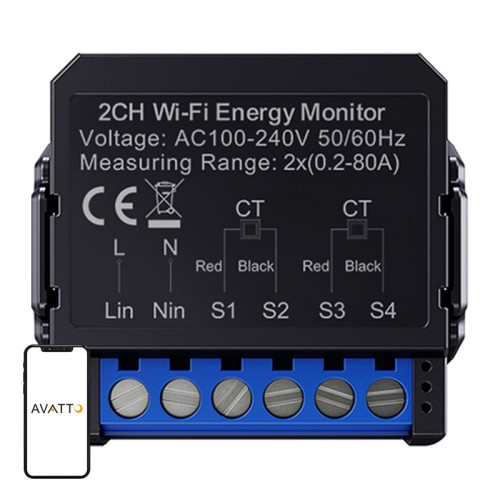 Avatto WiFi WPM16-2 smart bi-directional energy meter Avatto WiFi WPM16-2 smart bi-directional energy meter