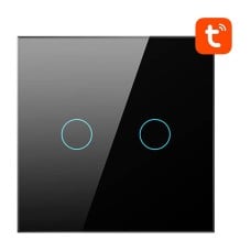 Išmanusis šviesos jungiklis ZigBee Avatto LZTS02-EU-B2 2 krypčių, be neutralių TUYA (juodas)
