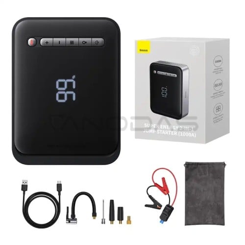 Išorinė baterija / starteris + kompresorius 2in1 Baseus Super Energy automobilio užvedimo įtaisas, 8000mAh, 1000A USB (juodas) Išorinė baterija / starteris + kompresorius 2in1 Baseus Super Energy automobilio užvedimo įtaisas, 8000mAh, 1000A USB (juodas)