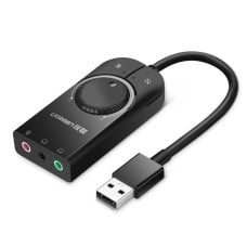 External USB sound card UGREEN 15cm black