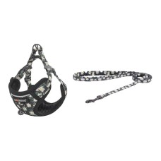 Cat set Dogness harness and leash (Daisy Black)
