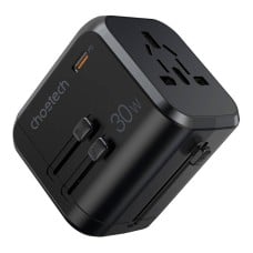Kelioninis sieninis įkroviklis Choetech PD5008, 3xUSB-A, 1xUSB-C, GaN, 30W (juodas)