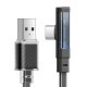 Laidas iš USB-C į USB-C Mcdodo CA-3423 90 laipsnių 1.8 m su LED (juodas)
