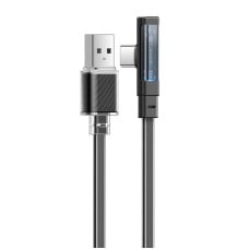 Laidas iš USB-C į USB-C Mcdodo CA-3423 90 laipsnių 1.8 m su LED (juodas)