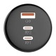 LDNIO C102 automobilinis įkroviklis, USB + 2x USB-C, 160 W + USB-C į USB-C laidas (juodas)