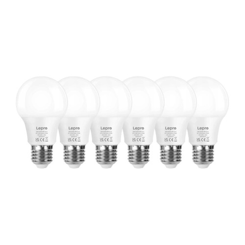 LEPRO 100089-WW-EU-6 LED lemputė, E27, A60, 8.5 W (60 W), 806 lm, 2700 K (šilta), 180°, 6 vnt, pakuotėje LEPRO 100089-WW-EU-6 LED lemputė, E27, A60, 8.5 W (60 W), 806 lm, 2700 K (šilta), 180°, 6 vnt, pakuotėje