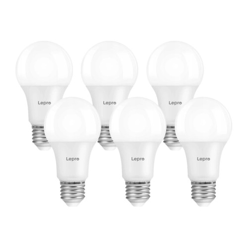 LEPRO 100092-WW-EU-6 A60 E27 7W 800 lm 2700 K reguliuojamo ryškumo LED lemputė, E klasė, 6 vnt, pakuotėje LEPRO 100092-WW-EU-6 A60 E27 7W 800 lm 2700 K reguliuojamo ryškumo LED lemputė, E klasė, 6 vnt, pakuotėje