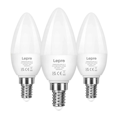 LEPRO 600059-WW-EU-3 LED lemputė, E14, C37, 4.2 W (40 W), 470 lm, 2700 K (šiltai balta), 250°, 3 vnt, pakuotėje LEPRO 600059-WW-EU-3 LED lemputė, E14, C37, 4.2 W (40 W), 470 lm, 2700 K (šiltai balta), 250°, 3 vnt, pakuotėje
