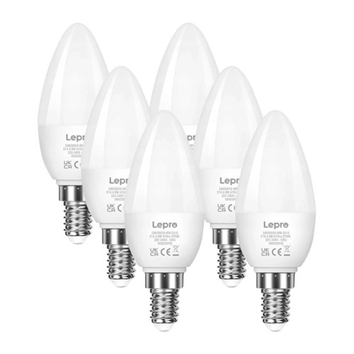 LEPRO 600059-WW-EU-6 E14 LED lemputė, žvakės formos, 4.2 W (40 W), 470 lm, 2700 K, E klasė LEPRO 600059-WW-EU-6 E14 LED lemputė, žvakės formos, 4.2 W (40 W), 470 lm, 2700 K, E klasė