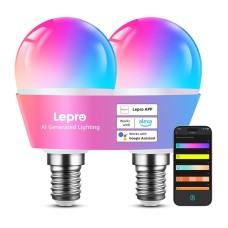 LEPRO BP1-2 E14 LED lemputė su Bluetooth ir Wi-Fi, 470 lm, 2 vnt, pakuotėje