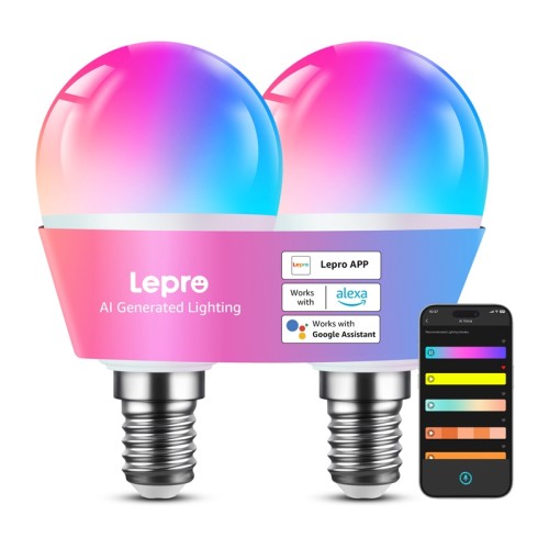 LEPRO BP1-2 E14 LED Bulb with Bluetooth and Wi-Fi, 470 lm, 2-pack LEPRO BP1-2 E14 LED Bulb with Bluetooth and Wi-Fi, 470 lm, 2-pack