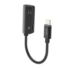 Lightning to AUX mini lizdas 3.5 mm adapteris + Lightning Budi (juodas)