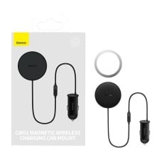 Magnetic Car Phone Holder Baseus CW01 to Ventilation Grid with car charger USB-C, 15W + 25W (black)