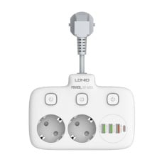 Ilgintuvas su 2 AC lizdais 3x USB USB-C LDNIO 2500W - baltas