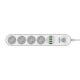 Ilgintuvas su 4 AC lizdais 4x USB LDNIO 2m - baltas
