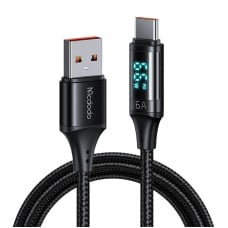 Mcdodo CA-1080 USB į USB-C laidas su ekranu, 66 W, 6 A, 1.2 m (juodas)