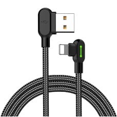 Mcdodo CA-4674 LED kampinis USB žaibo kabelis, 0.5 m (juodas)