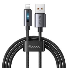 Mcdodo CA-5660 USB-A ir Lightning laidas su mirksinčia lempute 1.2 m (juoda)