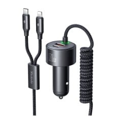 Mcdodo CC-0370 automobilinis įkroviklis, USB-C, Lightning, 120 W, ištraukiami laidai