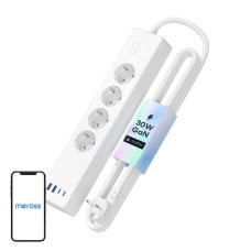 Meross MSP844(EU) išmanusis greito įkrovimo maitinimo lizdas, 4 lizdai + 2x USB-A + 2x USB-C (medžiaga)