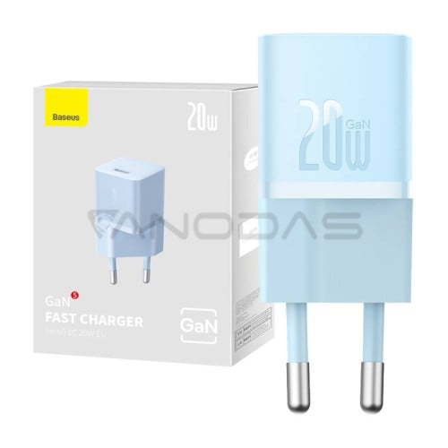 Mini wall charger Baseus GaN5 20W (blue)  Mini wall charger Baseus GaN5 20W (blue)