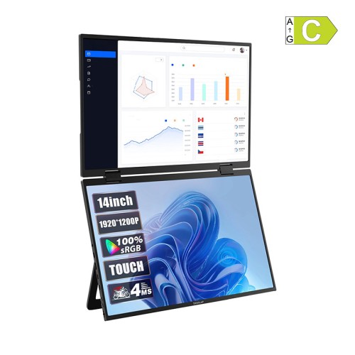 Nešiojamas monitorius ZEUSLAP Z14W su 14 colių dvigubo jutiklinio ekrano funkcija Nešiojamas monitorius ZEUSLAP Z14W su 14 colių dvigubo jutiklinio ekrano funkcija