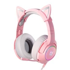 ONIKUMA K9 rožinės RGB ausinės žaidimams