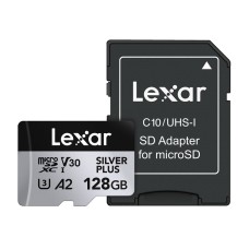Pamięci Lexar High Performance Silver Plus microSDXC 128GB + adapteris