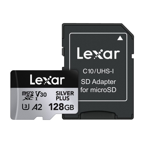 Pamięci Lexar High Performance Silver Plus microSDXC 128GB + adapteris Pamięci Lexar High Performance Silver Plus microSDXC 128GB + adapteris