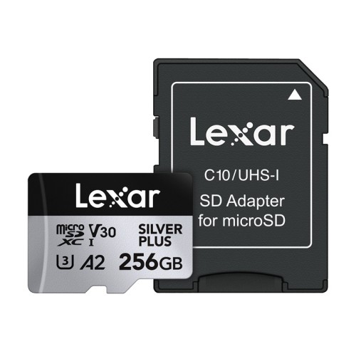 Pamięci Lexar High-Performance Silver Plus microSDXC 256GB + adapteris Pamięci Lexar High-Performance Silver Plus microSDXC 256GB + adapteris