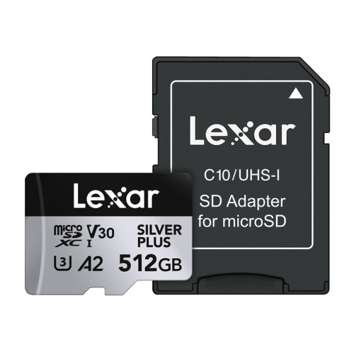 Pamięci Lexar High-Performance Silver Plus microSDXC 512GB + adapteris Pamięci Lexar High-Performance Silver Plus microSDXC 512GB + adapteris