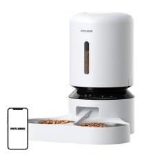 Petlibro Granary maisto dozatorius su dvigubu dubeniu, Wifi, 5 l (baltas)