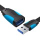 Plokščias USB 3.0 ilgintuvas VAS-A13-B100 1m juodas