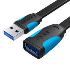 Vention plokščias USB 3.0 prailginimo kabelis 1m - Juodas