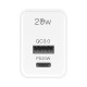 RayCue USB-C + USB-A PD 20W EU sieninis įkroviklis (baltas)