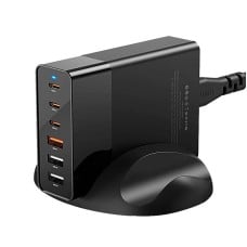 Sieninis įkroviklis Blitzwolf BW-S25, 75W, 3x USB + 3x USB-C (juodas)