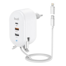 Wall charger Budi 30W cable 1m - White