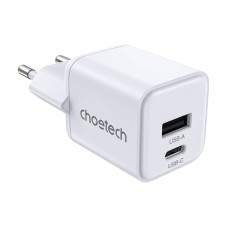 Sieninis įkroviklis Choetech PD30W Dviejų prievadų 1C1A (balta)