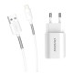 Sieninis įkroviklis Dudao A2EUL 2x USB su Lightning kabeliu (baltas)