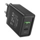 Sieninis įkroviklis EU USB-A(18W), USB-C(20W) Vention FBBB0-EU, 2.4A, PD3.0 (juoda)