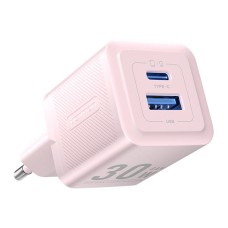 Sieninis įkroviklis, ventiliacija, FEQP0-EU, USB-C + USB-A, 30W/30W, GaN (rožinė)
