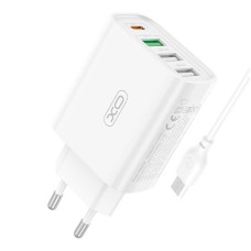 Wall charger XO L120 3x USB, 1x USB-C 18W - White
